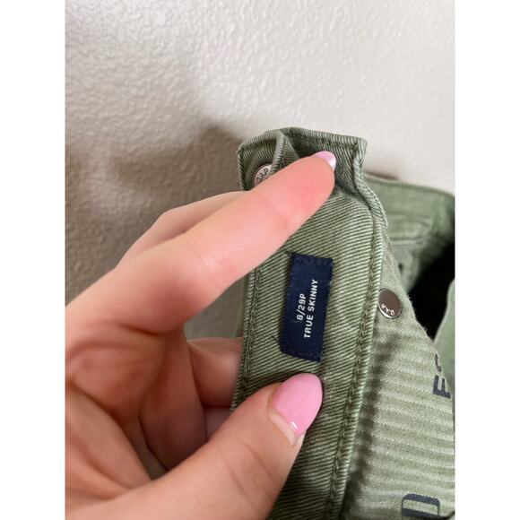 GAP True Skinny Olive Green Raw Hem Jeans Size 8/29P - Picture 10 of 12